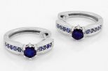 Серьги из серебра с сапфиром круг 5 мм и 8 кругов 1 мм 56272