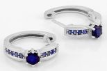 Серьги из серебра с сапфиром круг 5 мм и 8 кругов 1 мм 56272