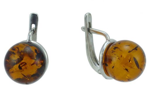 Серьги из серебра 925 пробы с янтарем.