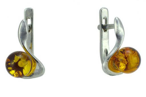 Серьги из серебра 925 пробы с янтарем. 