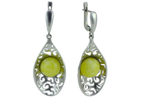 Серьги из серебра 925 пробы с янтарем.