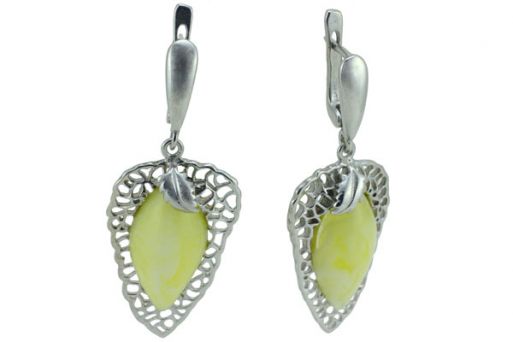 Серьги из серебра 925 пробы с янтарем.