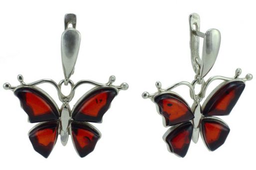 Серьги из серебра 925 пробы с янтарем.