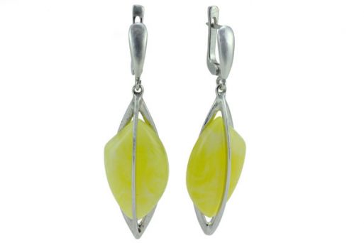 Серьги из серебра 925 пробы с янтарем.
