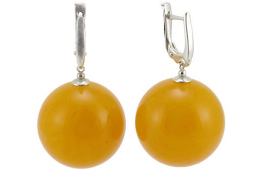 Серьги из серебра 925 пробы с янтарем.