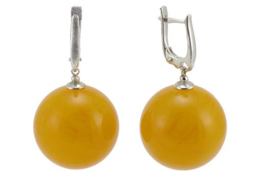 Серьги из серебра 925 пробы с янтарем.