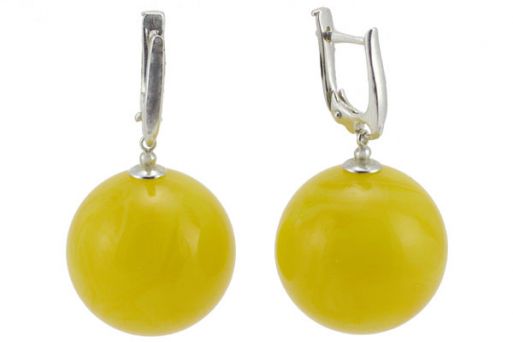 Серьги из серебра 925 пробы с янтарем.