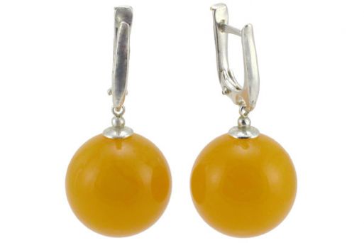 Серьги из серебра 925 пробы с янтарем.