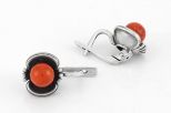 Серьги из серебра с кораллом терракотовым шар 8 мм цветок 56646