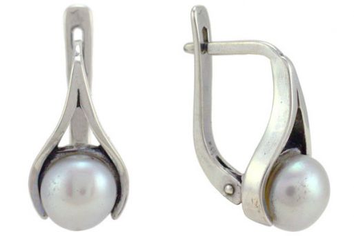Серьги из серебра 925 пробы с жемчугом.