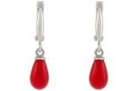 Серьги из серебра с кораллом красным груша 7х11 мм 56658