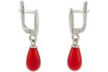 Серьги из серебра с кораллом красным груша 7х11 мм 56658