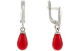 Серьги из серебра с кораллом красным груша 7х11 мм 56658