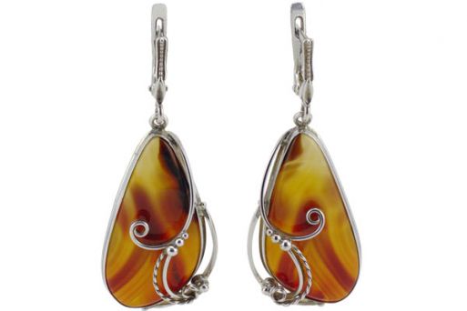 Серьги из серебра 925 пробы с сердоликом.
