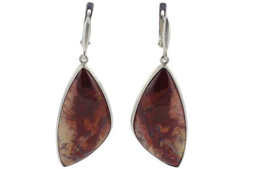 Серьги из серебра 925 пробы с яшмой.