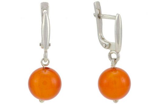 Серьги из серебра 925 пробы с сердоликом.