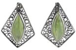 Серьги из серебра с пренитом капля 12х27 мм 56763