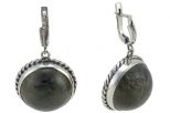 Серьги из серебра с лабрадором круг 25 мм 56769