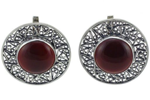 Серьги из серебра 925 пробы с сердоликом.