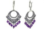 Серьги из серебра с аметистом 7 шариков 6 мм 56774
