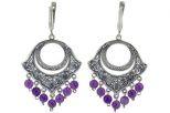 Серьги из серебра с аметистом 7 шариков 6 мм 56774