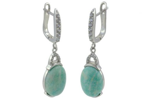 Серьги из серебра 925 пробы с амазонитом.