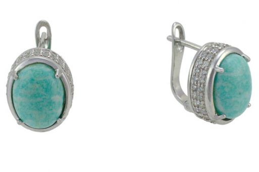 Серьги из серебра 925 пробы с амазонитом.
