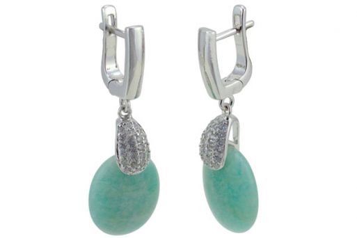Серьги из серебра 925 пробы с амазонитом.