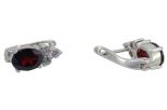 Серьги из серебра с гранатом и фианитами овал 6х8 мм 56809
