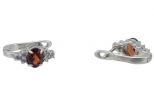 Серьги из серебра с гранатом и фианитами овал 5х7 мм 56811