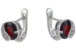 Серьги из серебра с гранатом и фианитами овал 8х10 мм 56813