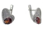 Серьги из серебра с гранатом и фианитами овал 6х8 мм 56816