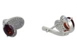 Серьги из серебра с гранатом и фианитами овал 6х8 мм 56816
