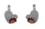Серьги из серебра с гранатом и фианитами овал 6х8 мм 56816