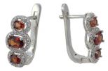 Серьги из серебра с гранатом и фианитами овал 5х7 мм 2 овала 3х5 мм 56818