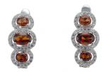 Серьги из серебра с гранатом и фианитами овал 5х7 мм 2 овала 3х5 мм 56818