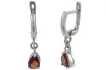 Серьги из серебра с гранатом капля 6х8 мм 56820