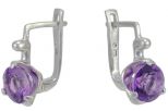 Серьги из серебра с аметистом круг 10 мм 56839
