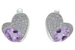 Серьги из серебра с аметистом и фианитами овал 6х8 мм 56843