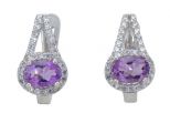 Серьги из серебра с аметистом и фианитами овал 5х6 мм 56845