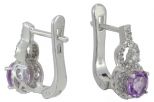 Серьги из серебра с аметистом и фианитами круг 6 мм 56847