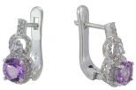 Серьги из серебра с аметистом и фианитами круг 6 мм 56847
