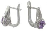Серьги из серебра с аметистом и фианитами круг 6 мм 56851