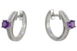 Серьги из серебра с аметистом и фианитами круг 4 мм 56854