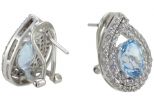 Серьги из серебра с топазом и фианитами овал 8х10 мм 56873
