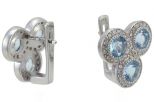 Серьги из серебра с топазом и фианитами 3 круга 6 мм 56878