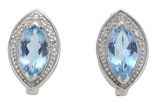 Серьги из серебра с топазом и фианитами маркиза 6х12 мм 56897