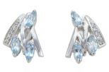 Серьги из серебра с топазом и фианитами 3 маркизы 3х7 мм 56900