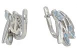 Серьги из серебра с топазом и фианитами 3 маркизы 3х7 мм 56900