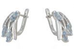 Серьги из серебра с топазом и фианитами 3 маркизы 3х7 мм 56900